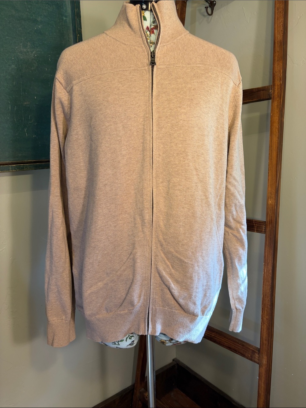 Banana Republic Men's Full-Zip Sweater in Light Taupe
